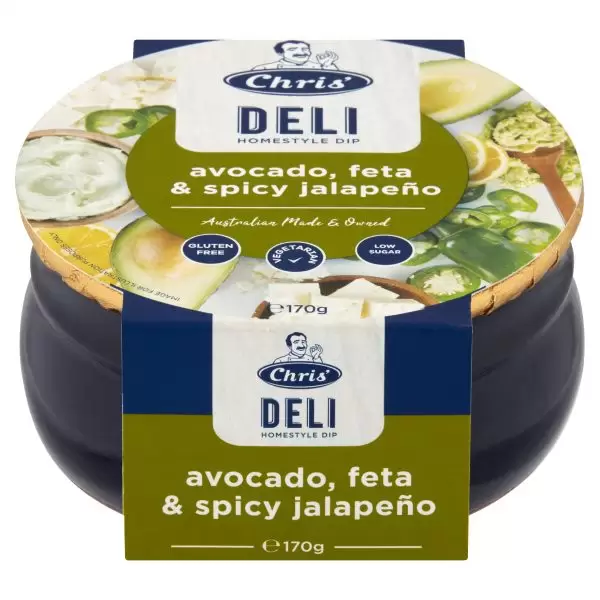 Chris' avocado, feta and spicy jalapeno 170g