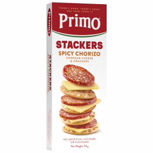Primo Spicy Chorizo Cheddar Cheese & Cracker Stackers 50g