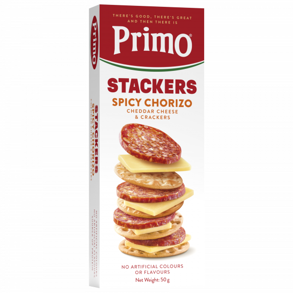 Primo Spicy Chorizo Cheddar Cheese & Cracker Stackers 50g