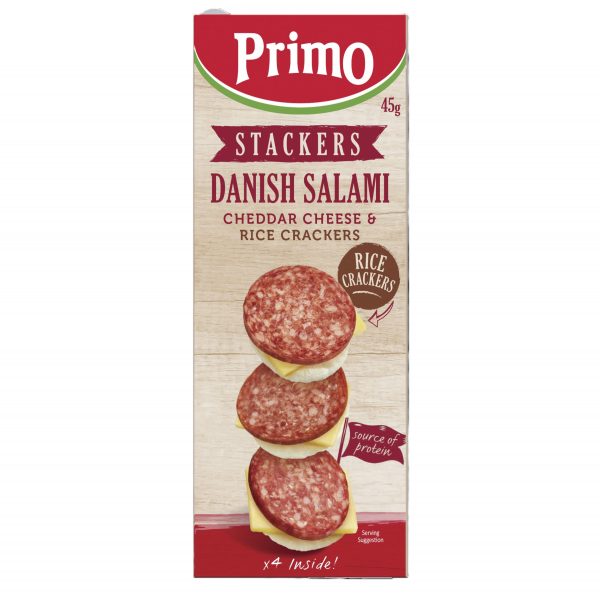 Primo Danish Salami Cheddar Cheese & Rice Crackers Stackers 50g